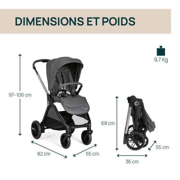 Poussette duo Bellagio + siège auto First Seat Recline i-Size amber glow