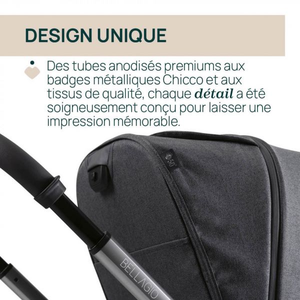 Poussette duo Bellagio + siège auto First Seat Recline i-Size black satin