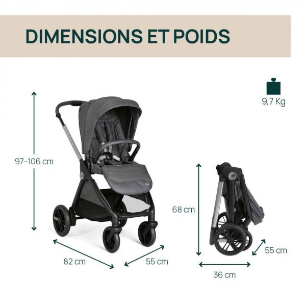 Poussette duo Bellagio + siège auto First Seat Recline i-Size Fir tree