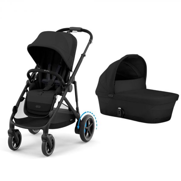 Poussette duo e-Gazelle S Moon Black + Nacelle S