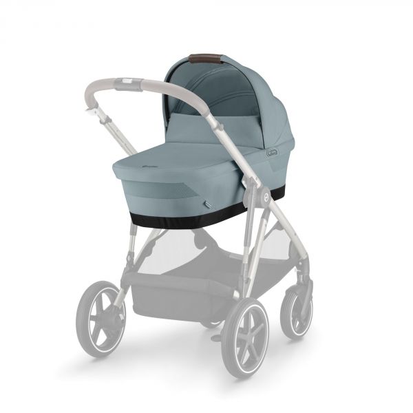 Poussette duo Gazelle S Sky Blue châssis taupe + nacelle