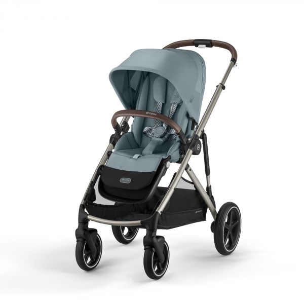 Poussette duo Gazelle S Sky Blue châssis taupe + nacelle