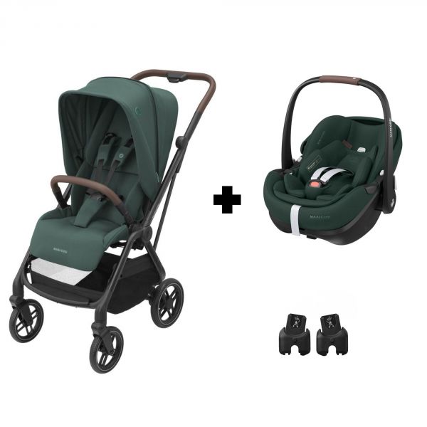 Poussette duo Leona² + siège auto Pebble 360 Pro² Twillic Green