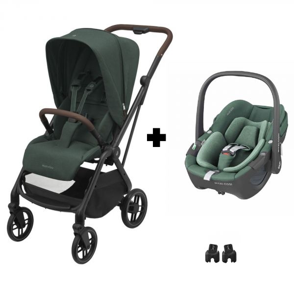 Poussette duo Leona² + siège auto Pebble 360 Twillic Green