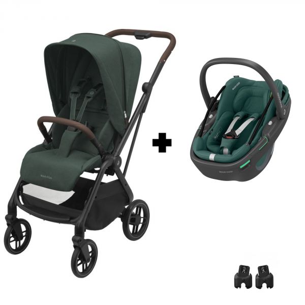 Poussette duo Leona² + Siège auto Coral 360 I-Size Twillic Green