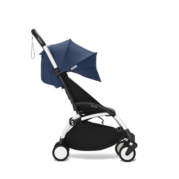 Poussette duo YOYO 3 pack 6+ et siège auto Aton B2 Black - Chassis blanc - Bleu Air France