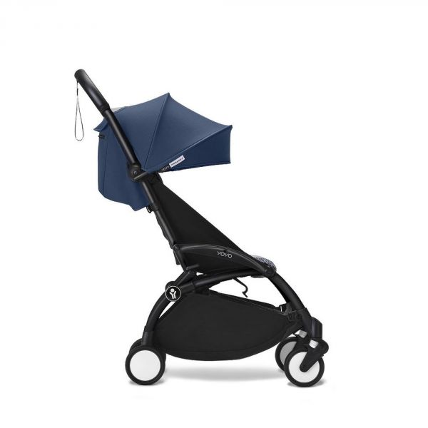 Poussette duo YOYO 3 pack 6+ et siège auto Aton B2 Black - Chassis noir - Bleu Air France