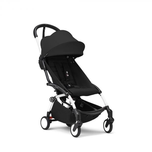 Poussette duo YOYO 3 - Châssis blanc Pack 6+ et siège auto car seat by BeSafe Noir