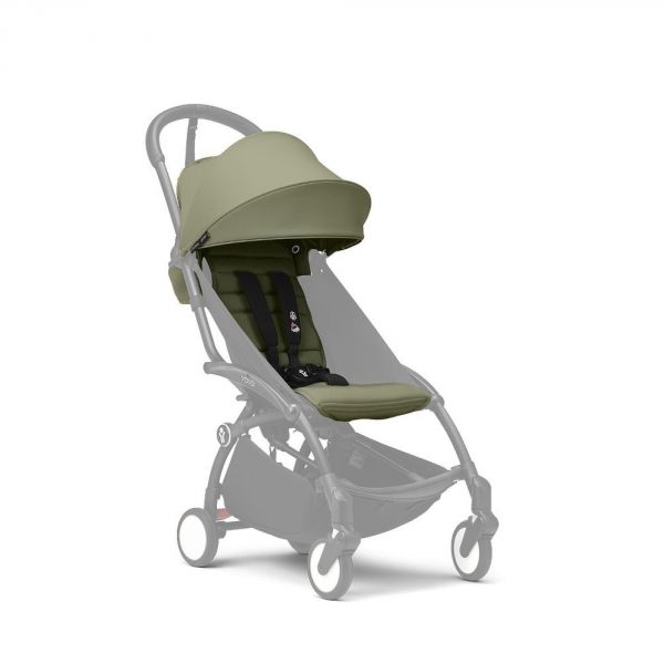 Poussette duo YOYO 3 - Châssis blanc Pack 6+ et siège auto car seat by BeSafe Olive