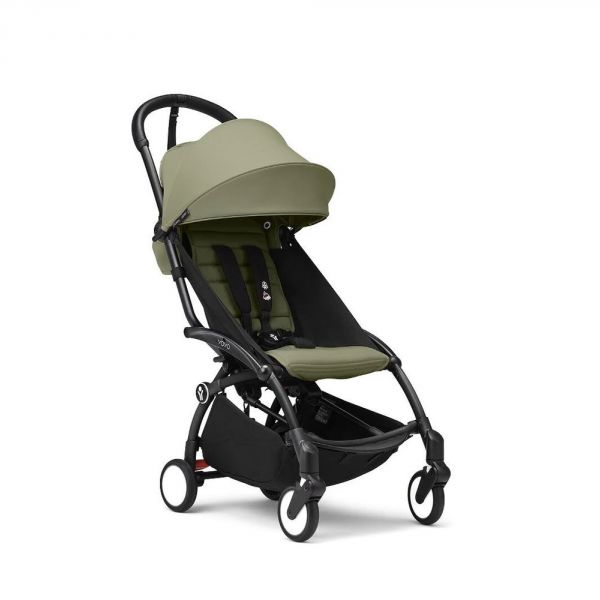 Poussette duo YOYO 3 - Châssis noir Pack 6+ et siège auto car seat by BeSafe Olive