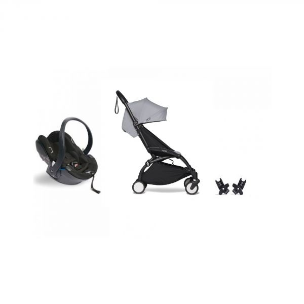 Poussette duo YOYO 3 - Châssis noir Pack 6+ et siège auto car seat by BeSafe Stone