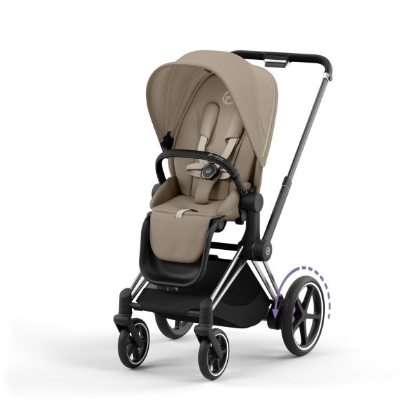 Poussette e-Priam 2 Cozy Beige châssis Chrome Black