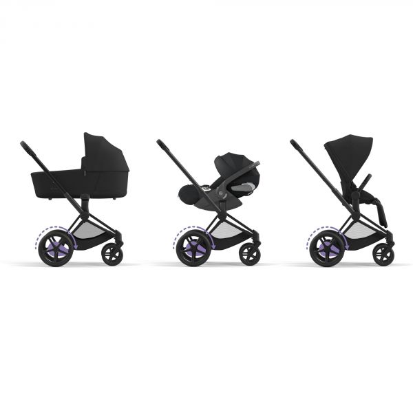 Poussette e-Priam 2 Mirage Grey châssis Matt Black