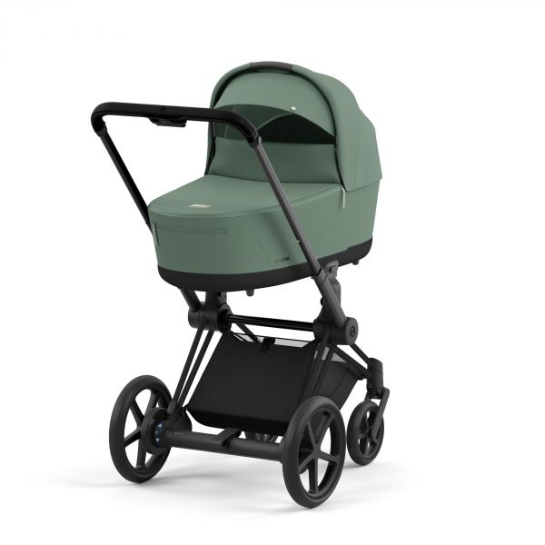 Poussette e-Priam 2 Leaf Green châssis Matt Black + Nacelle Luxe