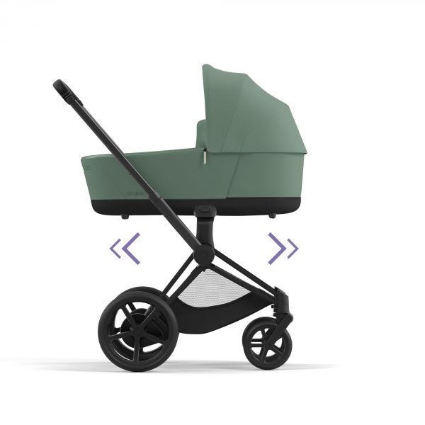 Poussette e-Priam 2 Leaf Green châssis Matt Black + Nacelle Luxe