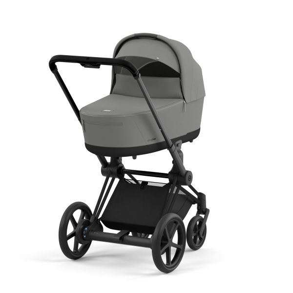 Poussette e-Priam 2 Mirage Grey châssis Matt Black + Nacelle Luxe