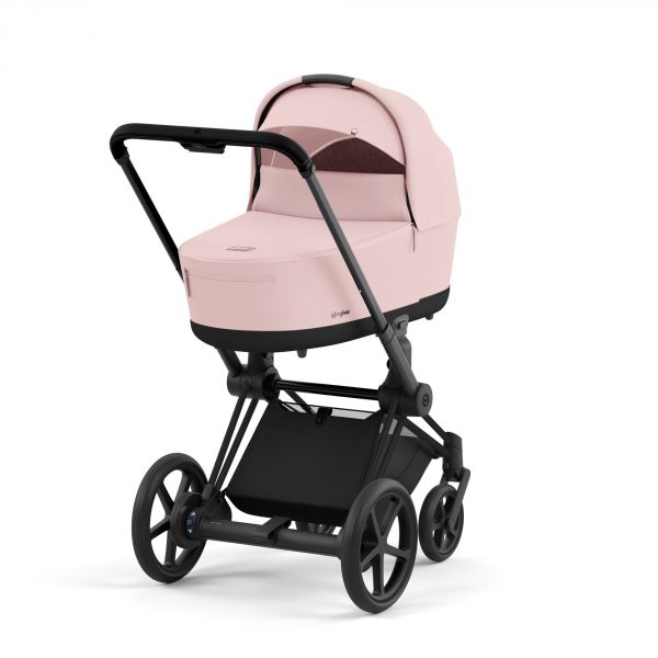 Poussette e-Priam 2 Peach Pink châssis Matt Black + Nacelle Luxe