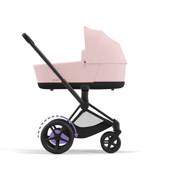 Poussette e-Priam 2 Peach Pink châssis Matt Black + Nacelle Luxe