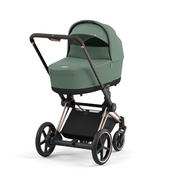 Poussette e-Priam 2 Leaf Green châssis Rose Gold + Nacelle Luxe