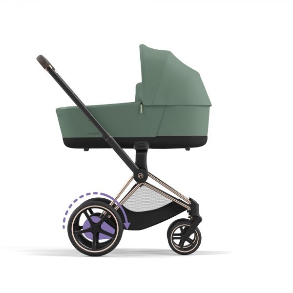 Poussette e-Priam 2 Leaf Green châssis Rose Gold + Nacelle Luxe