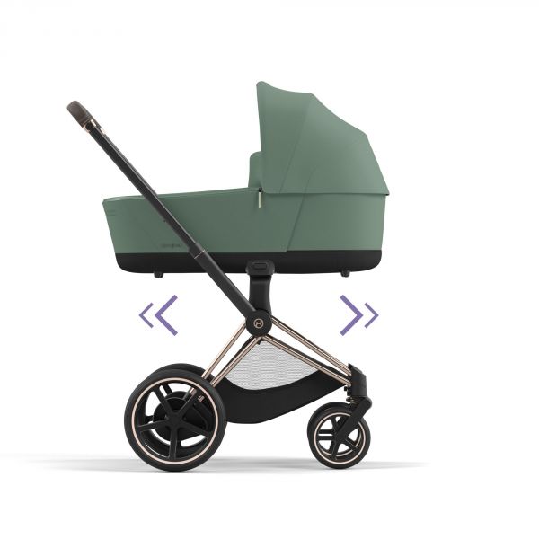 Poussette e-Priam 2 Leaf Green châssis Rose Gold + Nacelle Luxe