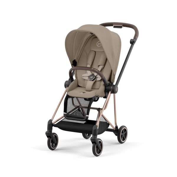 Poussette duo Mios 3 Cozy Beige châssis Rose Gold + Nacelle Luxe