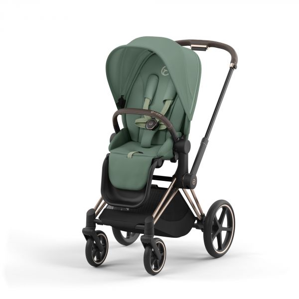 Poussette trio Priam 4 Leaf Green châssis Rose Gold + Siège auto Cloud T i-Size + Nacelle Luxe