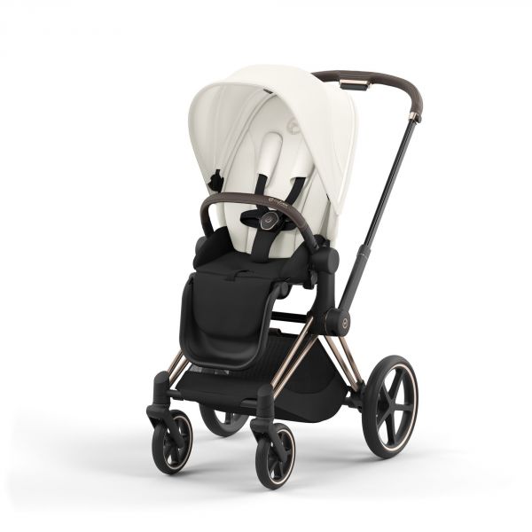 Poussette duo Priam 4 Off White châssis Rose Gold + Siège auto Cloud T i-Size