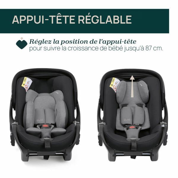 Poussette trio Bellagio + siège auto First Seat Recline i-Size black satin + nacelle Flexi Fir Tree