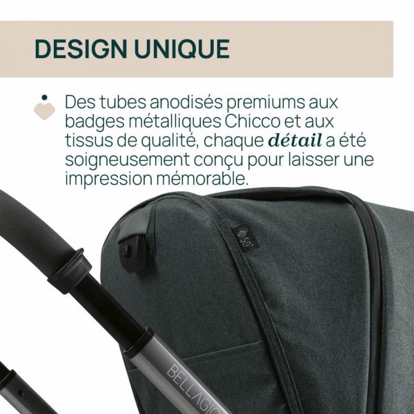 Poussette trio Bellagio + siège auto First Seat Recline i-Size black satin + nacelle Flexi Fir Tree