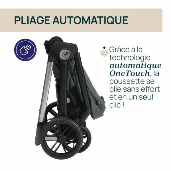 Poussette trio Bellagio + siège auto First Seat Recline i-Size black satin + nacelle Flexi Fir Tree