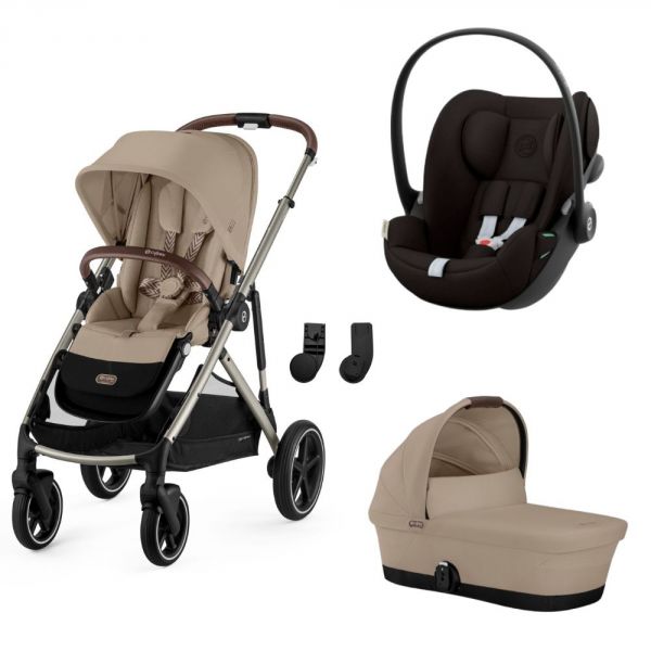 Poussette trio Gazelle S Almond Beige + Siège auto Cloud G i-Size + Nacelle S