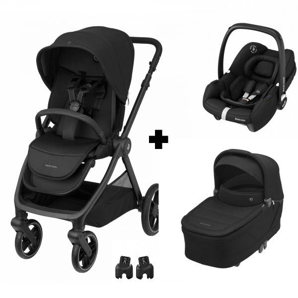 Poussette trio Oxford + siège auto Cabriofix i-Size + nacelle Sense Twillic Black