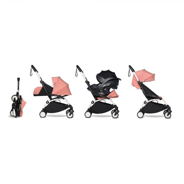 Poussette trio YOYO 3 - Châssis blanc Pack 0+ & 6+ Ginger + siège auto car seat by BeSafe