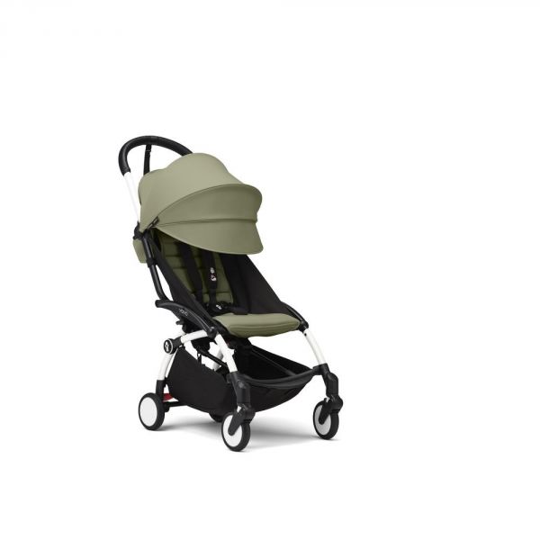 Poussette trio YOYO 3 - Châssis blanc Pack 0+ & 6+ Olive + siège auto car seat by BeSafe