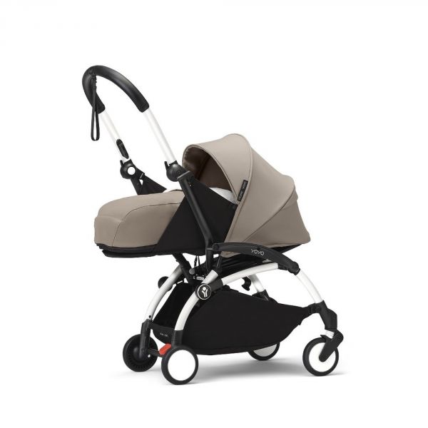 Poussette trio YOYO 3 - Châssis blanc Pack 0+ & 6+ Taupe + siège auto car seat by BeSafe