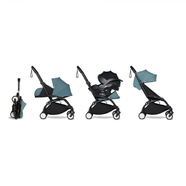 Poussette trio YOYO 3 - Châssis noir Pack 0+ & 6+ Aqua + siège auto car seat by BeSafe