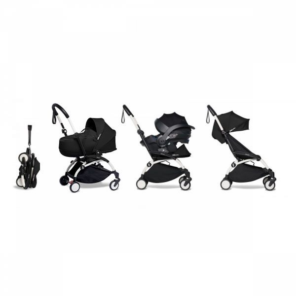 Poussette trio YOYO 3 - Châssis blanc Pack 6+ siège auto car seat by Besafe + Nacelle Noir