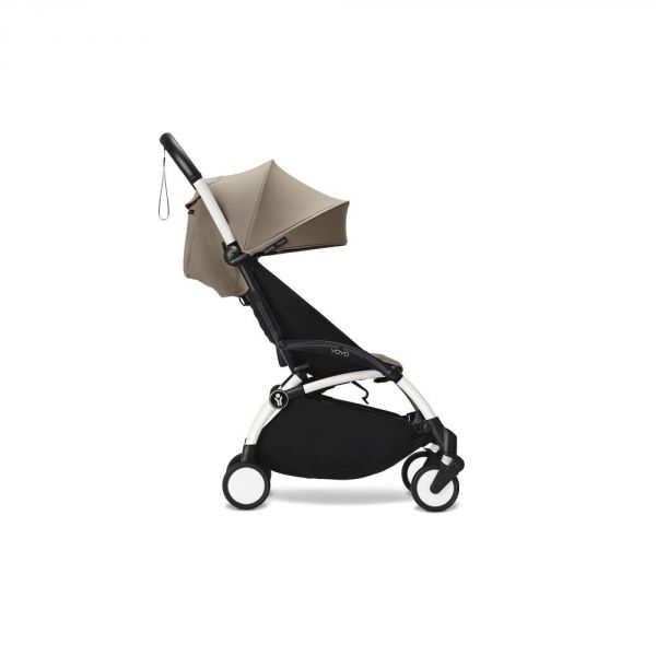 Poussette trio YOYO 3 - Châssis blanc Pack 6+ siège auto car seat by Besafe + Nacelle Taupe