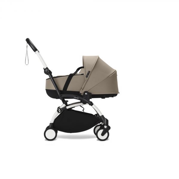 Poussette trio YOYO 3 - Châssis blanc Pack 6+ siège auto car seat by Besafe + Nacelle Taupe