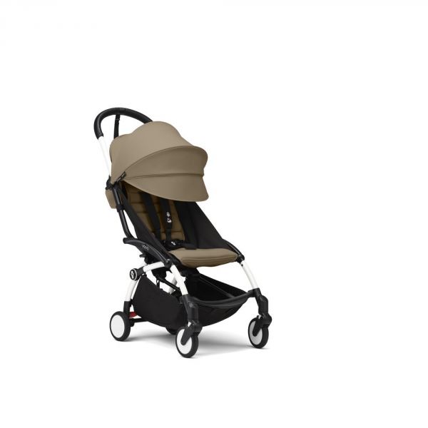 Poussette trio YOYO 3 - Châssis blanc Pack 6+ siège auto car seat by Besafe + Nacelle Toffee