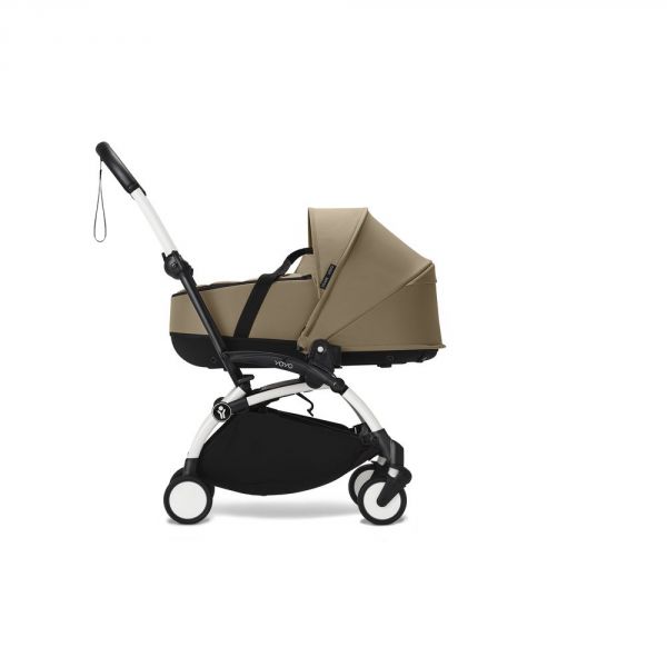 Poussette trio YOYO 3 - Châssis blanc Pack 6+ siège auto car seat by Besafe + Nacelle Toffee