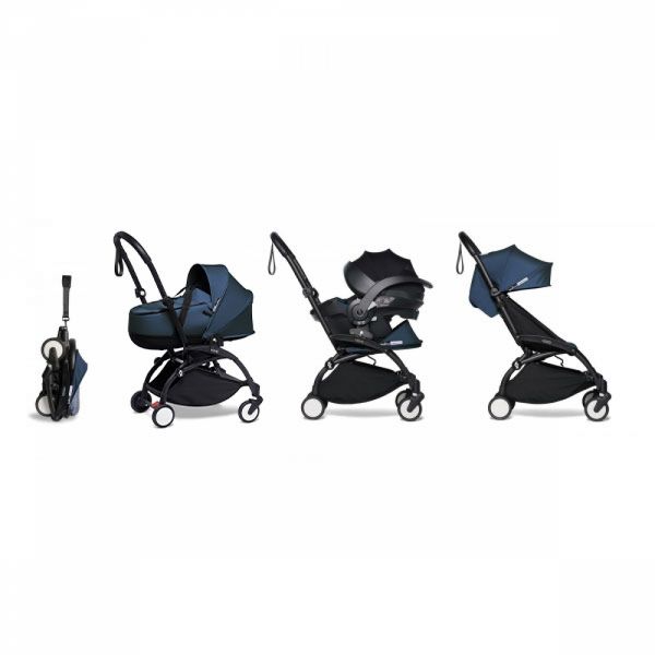 Poussette trio YOYO 3 - Châssis noir Pack 6+ siège auto car seat by Besafe + Nacelle Bleu Air France