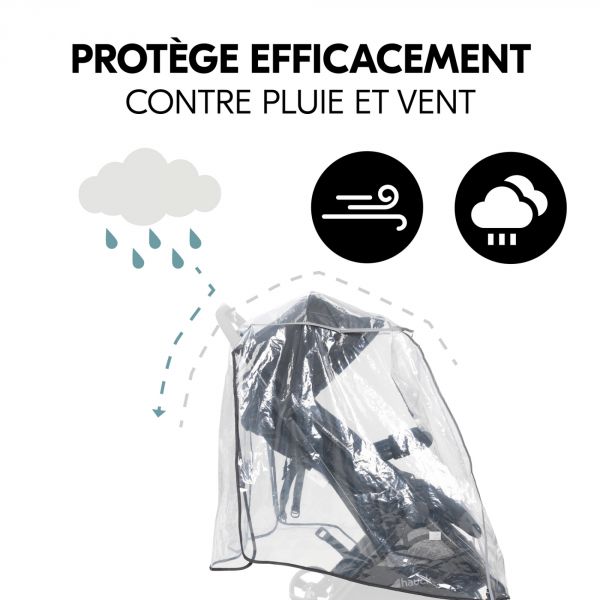 Habillage pluie pour poussette double côte à côte