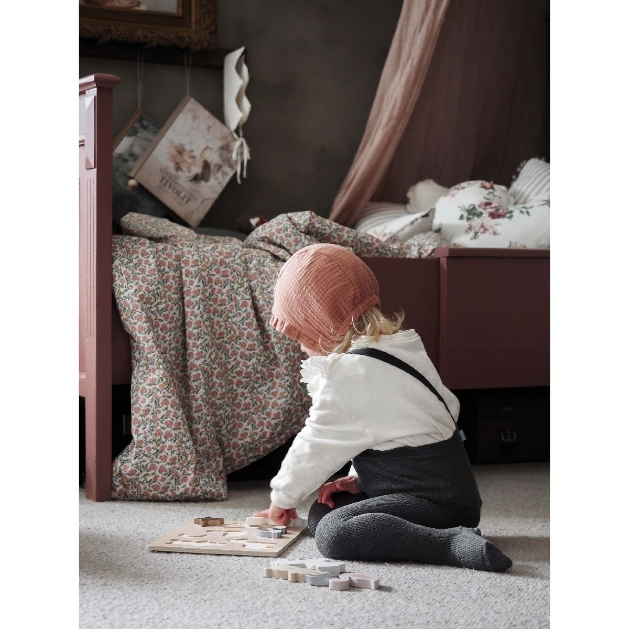 Puzzle en bois La Ferme pour enfant bébé 12 / 18 mois avec boutons à  attraper.