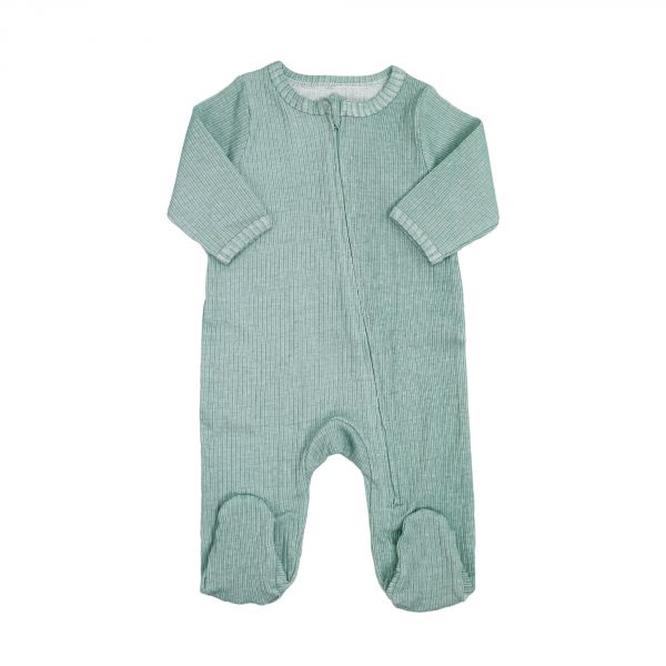 Pyjama coton zip 1 mois Sauge