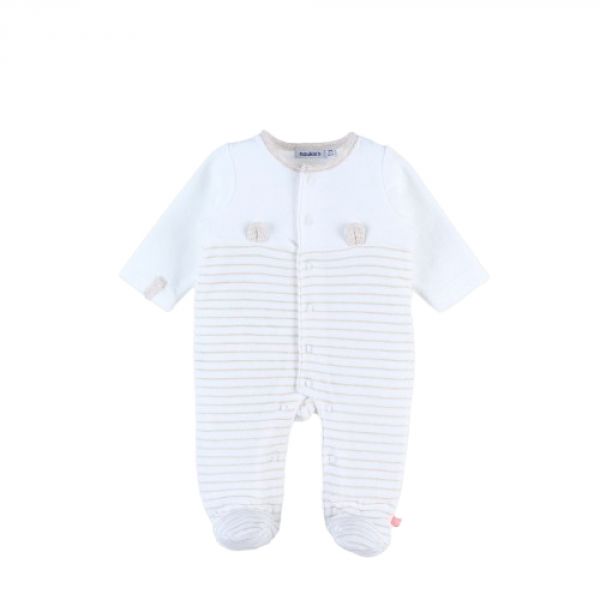 Pyjama bébé velours rayé grège 6 mois