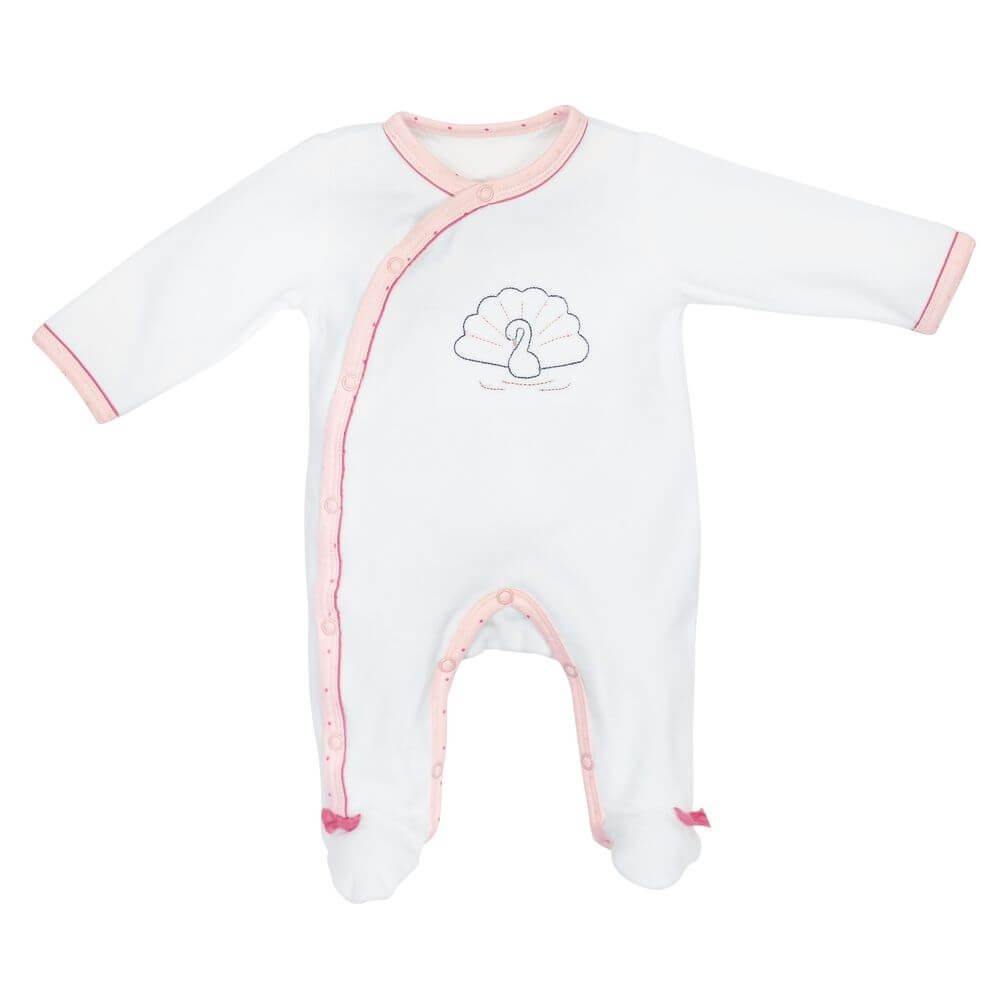 Sauthon Baby Deco Pyjama Bebe Blanc 1 Mois Sans Col Baby Swan Made In Bebe