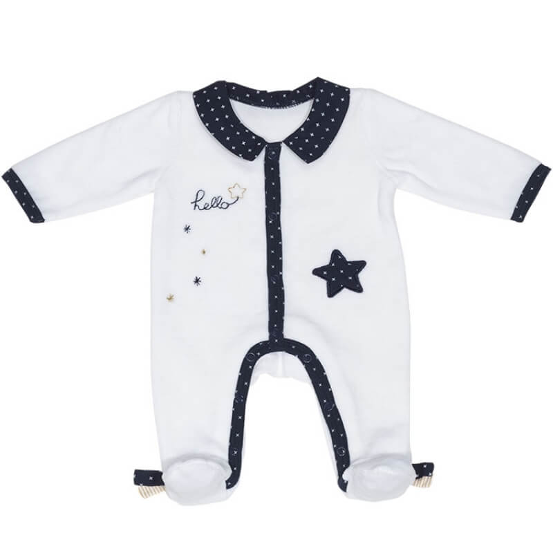 Sauthon Baby Deco Pyjama Bebe Blanc Etoile 1 Mois Hello Made In Bebe