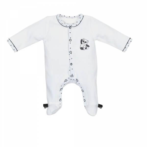 Pyjama bébé blanc 3 mois ouverture devant Panda Chao Chao